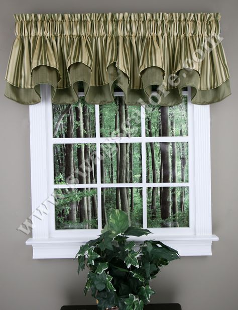 Windsor is Elegant Layered Jacquard Valance, by Stylemaster 56"W X 17"L, Valance  #Valance Black And Silver Curtains, Waverly Valances, Country Kitchen Curtains, Scalloped Valance, Waterfall Valance, Lace Valances, Window Toppers, Curtain Styles, Curtains And Draperies