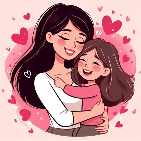 Mother And Daughter Stickers, Mom And Two Daughters Drawing, Mom And Daughter Illustration, Mother Daughter Drawing, Mom And Daughter Drawing, Mother Daughter Aesthetic, Mom And Two Daughters, Mother And Daughter Aesthetic, Mother And Daughter Drawing