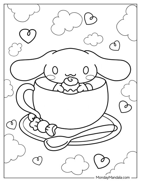 Sanrio Coloring Pages Christmas, Sanrio Coloring Pages Cinnamoroll, Coloring Pages Cinnamoroll, Cinnamon Roll Coloring Pages, Kuromi Coloring Page, Printable Cinnamoroll, Kawaii Coloring Pages Free Printable, Cinnamon Rolls Hello Kitty, Cinnamoroll Coloring Pages