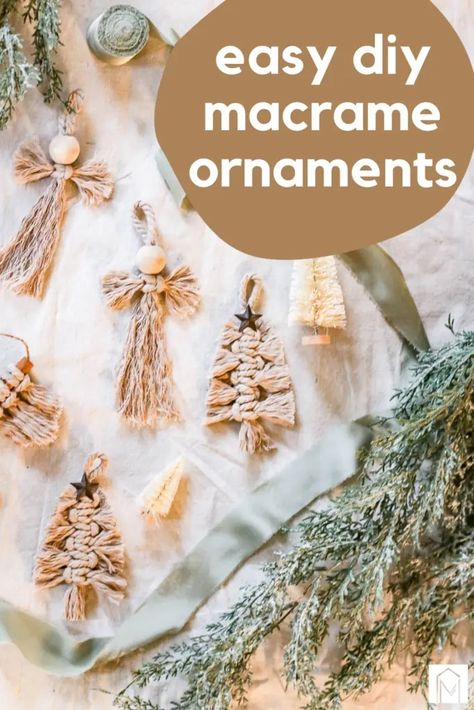 Macrame Christmas Ornaments: 3 Easy Versions - Making Manzanita Diy Hobby Lobby, Boho Tree, Types Of Knots, Boho Christmas Decor, Fabric Stiffener, Ornament Tutorial, Boho Christmas, Boho Diy, Macrame Projects