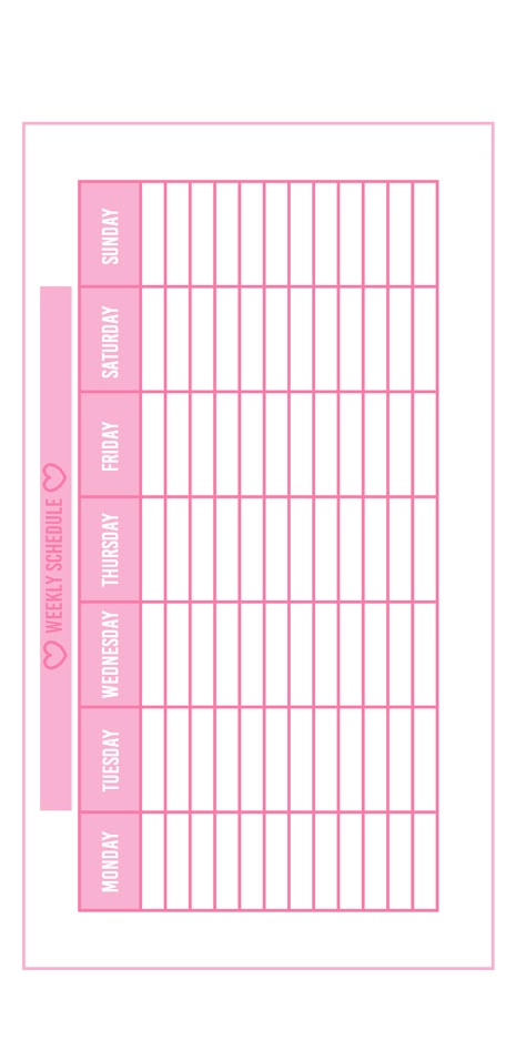 pink schedule template 💗😇 Class Schedule Template Pink, Coquette Class Schedule, Kawaii Timetable, Coquette Schedule Template, To Do List Pink Aesthetic, Pink Schedule Template, Cute Schedule Templates, Time Table For Studying Template, School Time Table Template