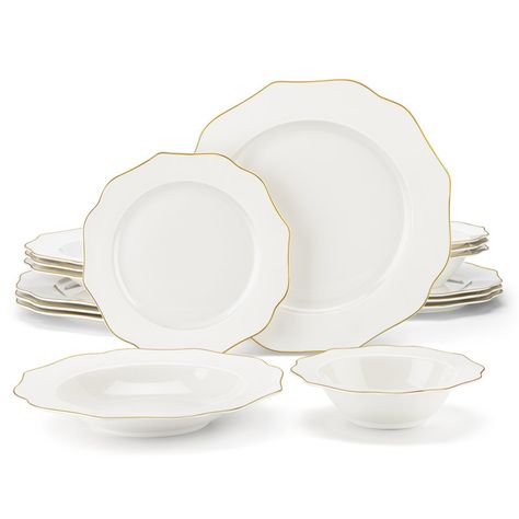 Canora Grey Brogden Bone China Dinnerware - Set of 16 & Reviews | Wayfair.co.uk China Dinnerware Sets, Bone China Dinnerware, White Mandala, Plates And Bowls Set, Porcelain Tableware, Porcelain Dinnerware, Soup Plating, Stoneware Ceramics, Tableware Set