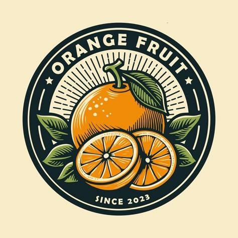 Vector vintage badge logo emblem of oran... | Premium Vector #Freepik #vector #farm #sign #orange #natural Vintage Emblem Logo, Logo Emblem Design, Fruit Shop Logo, Emblems Logo, Vintage Badge Logo, Victory Logo, Orange Farm, Farm Logo Design, Fruit Logo