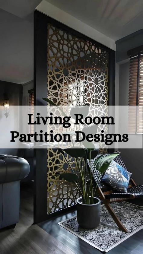 Dhriti Interiors | Cultivate cozy corners with captivating partition designs! Enhance privacy without sacrificing style. For interior services, please fill… | Instagram Living Room Divider Ideas, Modern Partition, Partition Designs, Wooden Partitions, Living Room Divider, Divider Design, Living Room Goals, Living Room Partition, Living Room Partition Design