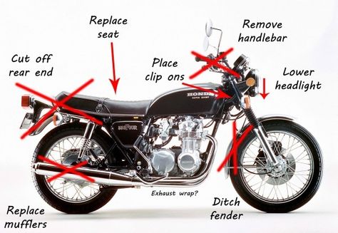 Low Budget Cafe Racer - Guide | BikeBrewers.com Cb 450 Cafe Racer, Cb400 Cafe Racer, Cb 750 Cafe Racer, Virago Cafe Racer, Cb750 Cafe, Cx500 Cafe Racer, Honda Civic 2005, Cb750 Cafe Racer, Cafe Racer Parts