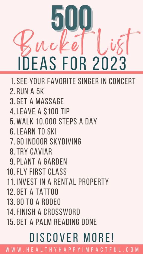 500 of the best bucket list ideas for 2023 Simple Bucket List Ideas, Simple Bucket List, Bucket List Ideas Travel, Vision Board Self Care, 2023 Bucket List, Crazy Bucket List, Bucket List Ideas For Women, Bucket List Life, Flying First Class