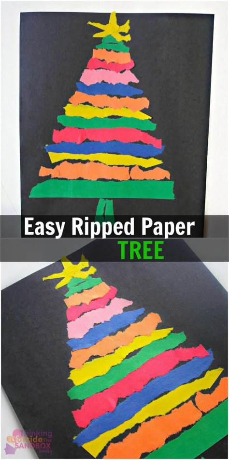 12 Christmas Tree Crafts for Kiddos: Easy Ripped Paper Tree Craft Paper Tree Craft, Christmas In The Classroom, Ripped Paper, Christmas Kindergarten, Tree Craft, Paper Tree, Christmas Tree Crafts, Christmas School, Simple Christmas Tree