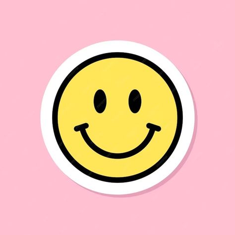 Premium Vector | Smiling face sticker yellow symbol with black outline cute smile sticker on pink background groovy aesthetic vector design element Smile Symbol, Stickers Smile, Groovy Stickers, Aesthetic Vector, Smile Vector, Groovy Aesthetic, Smile Sticker, Smile Pictures, Smile Icon