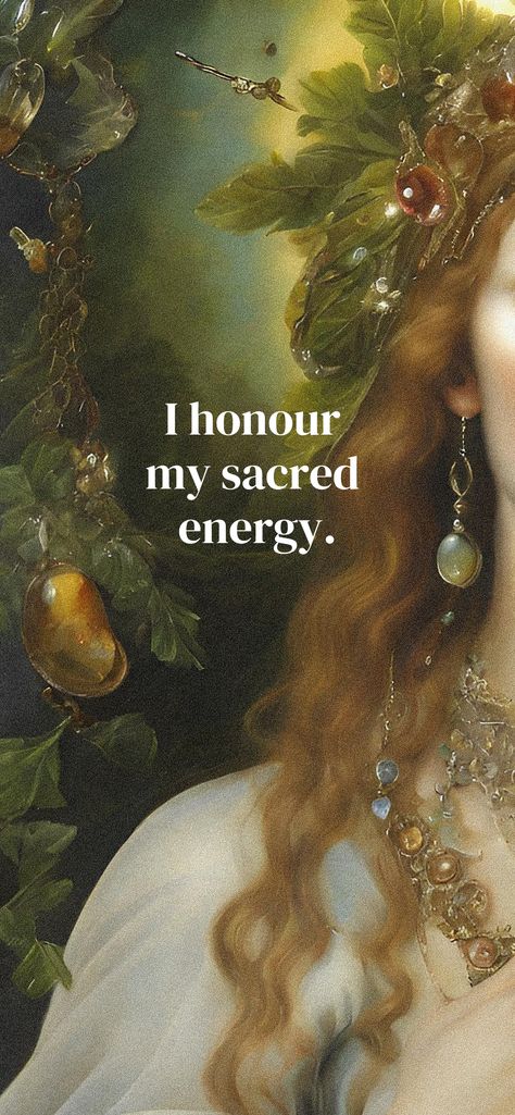 sacred energy. sacral. witch. lockscreen. full collection on my website 🌻 🍯🪞⚡ Aesthetic Wallpaper Iphone Spiritual, Spiritual Lockscreen Wallpaper, Witch Affirmations Wallpaper, Divinely Protected Wallpaper, Dark Feminine Lockscreen, Sacred Wallpaper, Divine Feminine Aesthetic Wallpaper, Witch Wallpaper Iphone, Angel Lockscreen