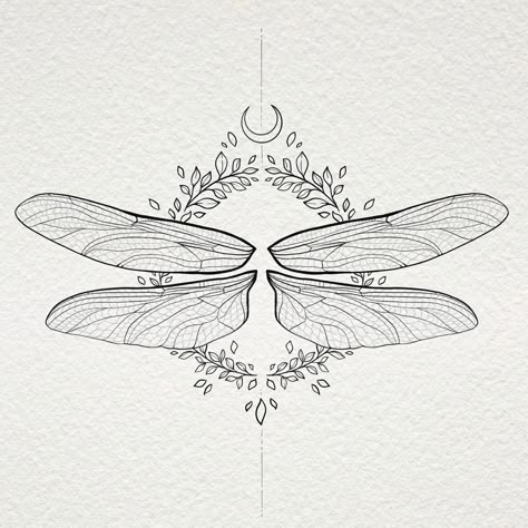 Dragonfly bug insect tattoo art botanical art Firefly Wings Drawing, Dragonfly Wing Tattoo On Back, Dragonfly Botanical Illustration, Dragonfly Wing Back Tattoo, Dragon Fly Wing Tattoo, Dragonfly Wings Back Tattoo, Dragon Fly Wings Tattoo, Bug Wings Tattoo, Dragonfly Wings Drawing