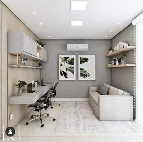 Home Office Guest Room Setup, Two Desk Home Office Guest Room, Home Office With Guest Room, Small Home Office Bedroom Combo, Small Room Office Ideas Layout, Small Office Space In Living Room, Study Guest Room Combo, Home Office Bedroom Combo Guest Rooms, Home Office Gym Combo Layout