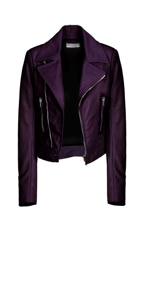 Purple Motorcycle, Purple Leather Jacket, Balenciaga Jacket, Lambskin Jacket, Lamb Leather Jacket, Moto Biker Jacket, Leather Jacket Style, Lambskin Leather Jacket, Purple Jacket