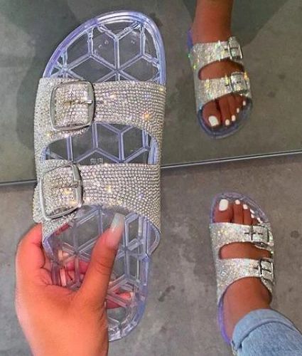 Bling Sandals, Cute Slippers, Bling Shoes, Rhinestone Sandals, Hype Shoes, Girly Shoes, Footbed Sandals, Cute Sandals, Fashion Sandals