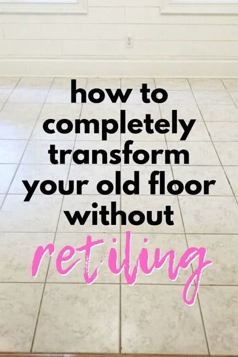 Stencil Ceramic Tile Floor, Makeover Tile Floor, Linoleum Flooring Over Ceramic Tile, Refresh Tile Floors, Linoleum Over Tile Floor, Update Floor Tile, How To Make Old Tile Look New, Refinishing Tile Floors, Update Tile Floor On A Budget