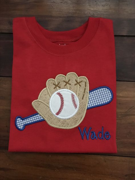 Baseball Appliqued shirt! Baseball Applique, Applique Monogram, Stuff To Draw, Applique Shirts, Applique Embroidery, T Shirt Ideas, Embroidery Applique, Shirt Ideas, Red White And Blue