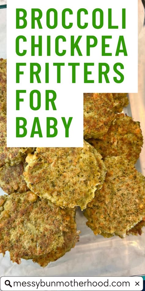 broccoli chickpea fritters Baby Led Weaning Recipes 6 Months, Sweet Potato Crackers Recipe, Blw Meal Ideas, Blw Lunch, Baby Led Weaning Lunch Ideas, 9 Month Old Baby Food, Baby Broccoli Recipe, Broccoli Chickpea, Potato Crackers