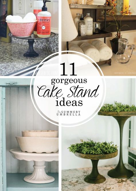 Not only are there an amazing array of cake stands available, but what you can do with them is endless. Check out these cake stand ideas NOW! Upcycled Cake Stand, How To Decorate With A Cake Stand, Decorate Cake Stand Ideas, Repurposed Cake Stand, Decorating A Cake Stand, Cake Stand Organization, Cake Pedestal Decor Ideas, How To Decorate A Pedestal Stand, Decorate With Cake Stand