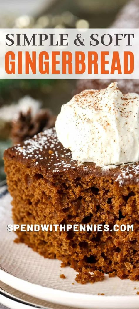 Gingerbread Cake With Fresh Ginger, Ginger Bread Recipes, Old Fashioned Gingerbread Recipe, December Food, Old Fashioned Gingerbread, Easy Gingerbread Recipe, European Pastries, Gingerbread Fudge, Gingerbread Dessert