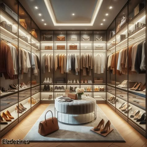 Ladies Dressing Room, Huge Walk In Closet Luxury, Women Walk In Closet, House Interior Closet, Big Walk In Closet Luxury, Dream Closets Walk In Luxury, Dressing Luxe, Walk In Wardrobe Luxury, Walk In Closet Design Luxury