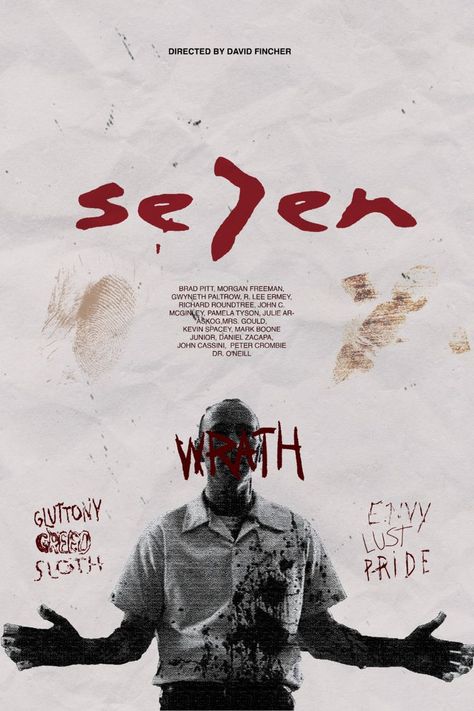 Se7en Movie, Film Posters Art, Iconic Movie Posters, Best Movie Posters, Septième Art, Film Poster Design, Day Day, Movie Poster Wall, Graphic Poster Art