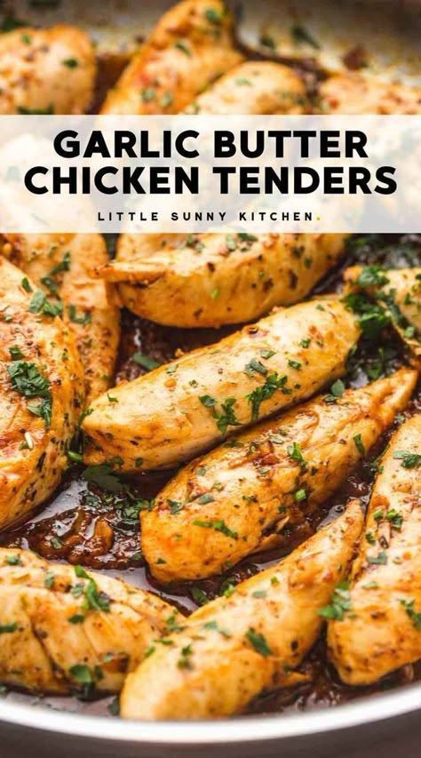 Garlic Butter Chicken Tenders, Chicken Fillets, Great Chicken Recipes, Chicken Tenderloin Recipes, Baked Chicken Tenders, Chicken Tenderloins, Tenderloin Recipes, Garlic Butter Chicken, Chicken Tender Recipes