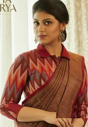 Best 10 Collared Neck Blouse Designs for Sarees and Lehengas (2020) Long Blouse Designs, Blouse Designs High Neck, Cotton Blouse Design, Cotton Saree Blouse Designs, Cotton Saree Blouse, Saree Blouse Neck Designs, Fashionable Saree Blouse Designs, Designer Saree Blouse, Sari Blouse Designs