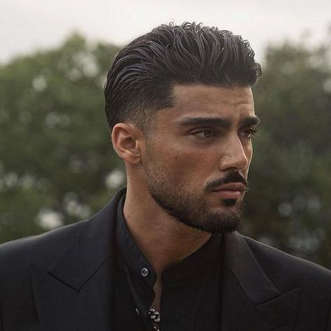 Men S Hairstyle, Big Nose Men Hairstyle, Beard Fade Men, Slicked Back Hairstyles Men, Lined Up Beard, Fade Beard Style, Mafia Hairstyle Men, Best Beard Styles Men, Mens Haircut For Round Faces