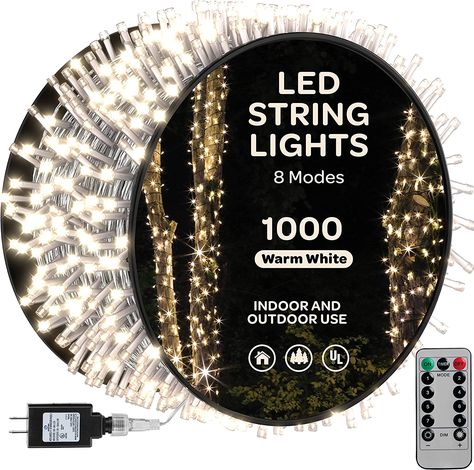 1000 LED Christmas Lights [Warm White] 400ft Super Long String Lights - Remote with 8 Modes/Timer/dimmable - UL Approved for Indoor/Outdoor Use - for Holiday/Christmas/Party/Decorations (Clear Wire) - - Amazon.com Rain Lights, White Christmas Lights, Holiday Christmas Party, Winter Wonderland Christmas, Long Lights, Led Christmas Lights, Outdoor Christmas Lights, Christmas Party Decorations, Christmas Tree Lighting