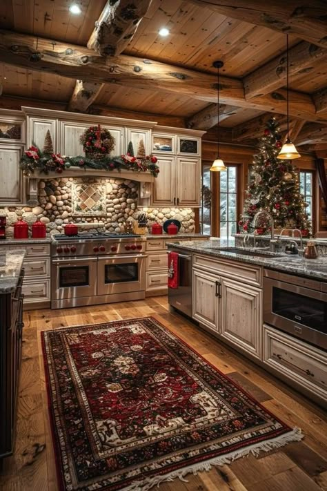 Christmas Log Cabin, Log Cabin Interior, Christmas Cabin, Christmas Log, Christmas Home Decor Ideas, Shabby Home, Dream Life House, Rustic Home Design, Cabin Living