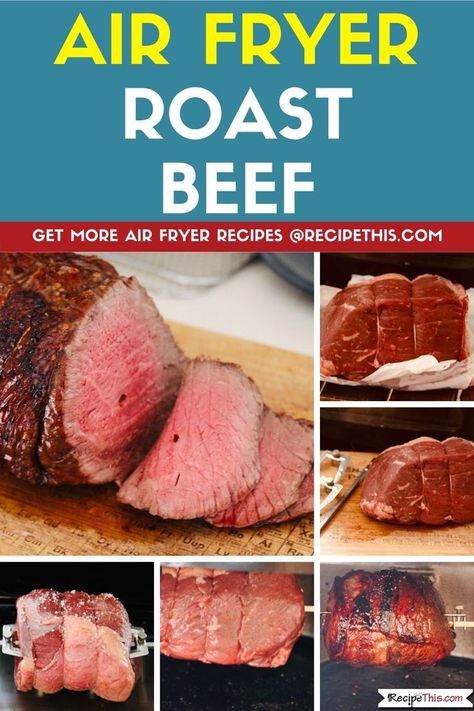 Air Fryer Roast Beef. The most delicious air fryer beef roast cooked in the air fryer oven using the air fryer oven rotisserie. #airfryer #airfryerrecipes #airfryerbeef #airfryerroastbeef Air Fryer Roast Beef, Air Fryer Recipes Beef, Air Fryer Roast, Air Fryer Beef, Chuck Roast Recipes, Sirloin Tip Roast, Air Fryer Food, Roast Lamb, Cooking A Roast