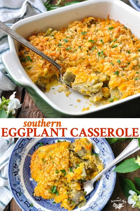 Southern Eggplant Casserole is a delicious way to enjoy fresh garden vegetables. With a cheesy filling and rich, buttery crumb topping, this easy recipe is a satisfying vegetarian dinner or a simple side dish to round out any meal. Eggplant Side Dish Recipes Simple, Eggplant And Quinoa Recipes, Egg Plant Side Dishes, Recipes For Eggplant Simple, Egg Plant Casserole Recipes, Eggplant Side Dish Recipes, Eggplant Casserole Recipes, Baked Eggplant Recipes, Eggplant Side Dishes