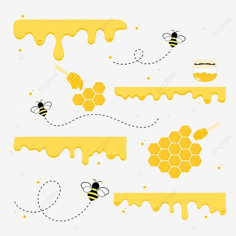 the flow of honey from honeycomb with bees and different liquid vector illustration icon Beehive Drawing Honeycombs, Bee Vector Illustration, Honey Illustration Design, Honeybee Illustration, Honeycomb Illustration, Honey Bee Illustration, Bees Illustration, Bee Activity, Drawing Eating