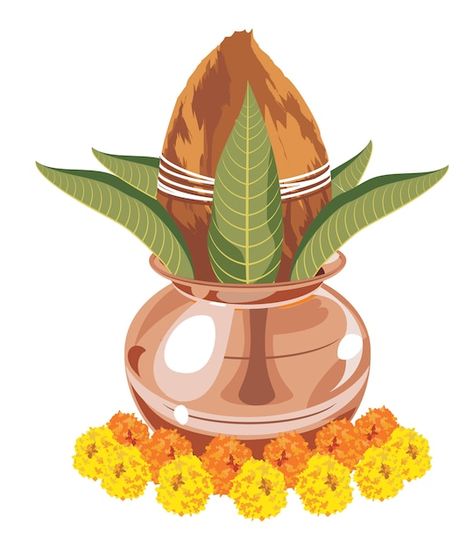 Auspicious copper kalash with coconut fl... | Premium Vector #Freepik #vector #puja #navratri-offer #diwali-pattern #pooja Kalash Decoration, Wedding Illustration Card, Coconut Flower, Shadi Card, Wedding Symbols, Indian Wedding Invitation Card Design, Wedding Background Images, Wedding Drawing, Digital Invitations Wedding