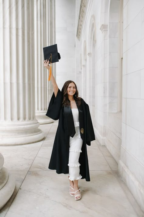 Graduation Dress With Cap And Gown, Convocation Outfit Graduation, Cap And Gown Outfit, Convocation Outfit, Nursing School Graduation Pictures, Graduation Nursing, Nursing Pictures, Photoshoot Graduation, Graduation Outfit College