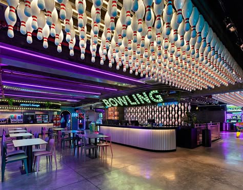 Sport Bar Design, Bowling Design, Roller Skating Rink, Gaming Lounge, Window Brands, Bowling Center, Nightclub Design, Health Bar, Bar Interior Design