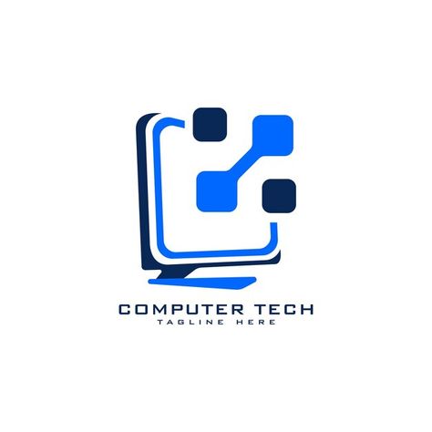 Computer technology logo design template | Premium Vector #Freepik #vector #business It Logo Technology, Computer Shop Logo, Computer Company Logo, Logo Teknologi, Computer Logo Design Ideas, Computer Logo Design, Ict Logo, Programming Logo, It Company Logo