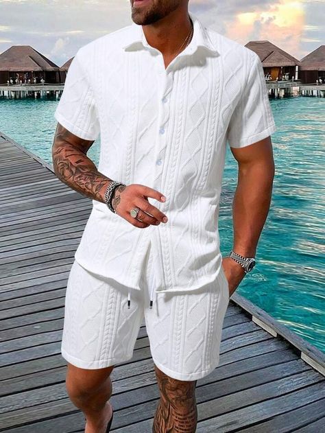 All White Beach Outfit Men, Mens Puerto Rico Outfits, Mens Jamaica Vacation Outfits, Male Cruise Outfits, Italy Outfits Summer Men, Carribean Vacation Outfits Men, Honeymoon Outfits Night For Men, White Summer Outfits Men, White Beach Outfit Men