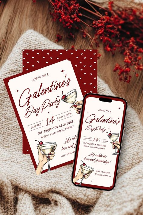 Printable Galentine's Day Invitation Cherry Martini Galentines Party Invite Girls Night Invite Valentines Party Text Invite Galentines Evite - Etsy Philippines Galentines Invitation, Cherry Martini, France Love, Girls Party Invitations, Galentines Party, Tutorials Drawing, Valentines Party, Art Tutorials Drawing, Party Invite