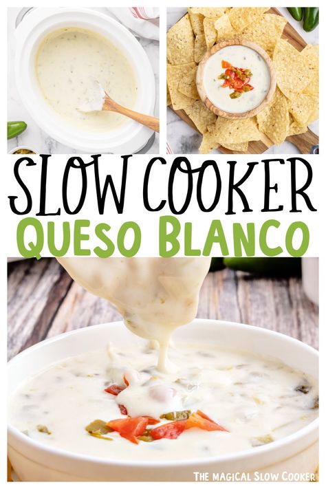 Slow Cooker Queso Blanco Slow Cooker Queso, Nachos Recipes, Homemade Queso, Recipes Dips, Queso Blanco Dip, White Cheese Dip, Tartiflette Recipe, White Queso Dip, Big Momma