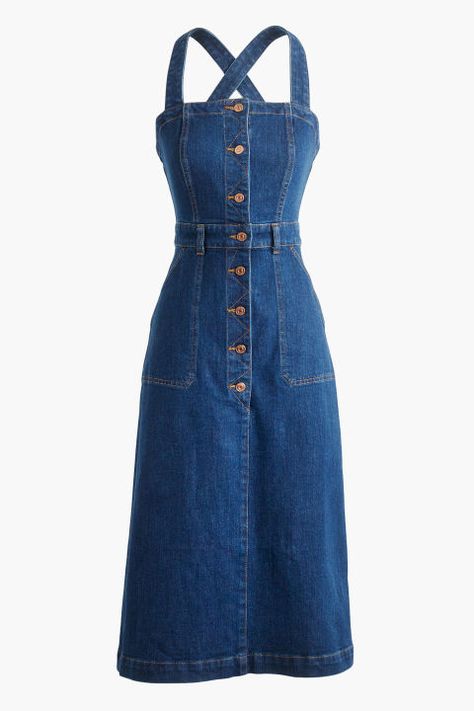 Jean Dresses Denim, Jeans Clothes Dress, Denim Apron Dress, Cute Denim Dress, All Denim Outfits For Women, Denim Dress Outfit Ideas, Jean Dress Outfit, Jean Dress Outfits, Denim Outfits For Women