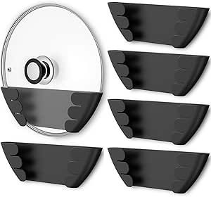 Universal Pot Lid Organizer for Cabinet - Upgraded Patented Niceyos 6 Pack Pan Lids Organizers Inside Door Wall Mount Pots Top Storage Rack Holder Kitchen, Fits 6" to 13" (Black) Pot Lid Organizer, Pot Lid Storage, Inside Cabinet, Pot Lid Holder, Pot And Pans Organization, Pot Organization, Pan Storage, Pot Lid Organization, Pan Organization