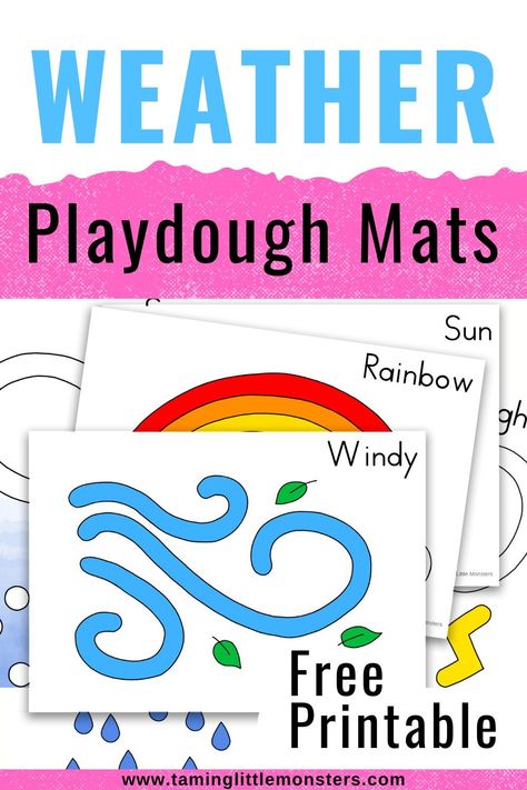 Weather Sorting Preschool, Weather Playdough Mats Free Printables, Preschool Weather Theme Free Printables, Weather For Kindergarten Free Printables, Weather Math Activities Preschool Free, Weather Provocations Preschool, Weather Activities Preschool Free, Weather Playdough Mats, Weather Games Preschool