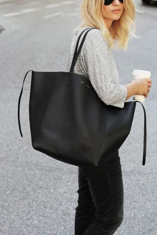 How to Style a Large Black Tote Bag – Laura Jean Fall Handbags, Eclectic Fashion, Old Hollywood Glamour, Skagen, Inspired Outfits, 가을 패션, Mode Inspiration, Black Bag, Who What Wear