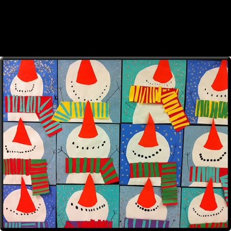 kindergarten snowmen | Cute snowmen project | ART Kindergarten Preschool Snowmen, Art Projects For Elementary Students, Projects For Elementary Students, Art Projects For Elementary, Winter Art Lesson, Snowman Art, Christmas Art Projects, Winter Art Projects, Winter Kindergarten