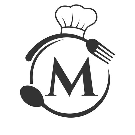 Download the Restaurant Logo on Letter M Concept with Chef Hat, Spoon And Fork For Restaurant Logo 17737967 royalty-free Vector from Vecteezy for your project and explore over a million other vectors, icons and clipart graphics! Chef Hat Logo Design, Chef Logo Design Ideas, Spoon And Fork Logo, Logo Food Design, Restaurant Logo Design Ideas, Restaurant Logo Ideas, Logo For Restaurant, Cook Logo, Menu Logo