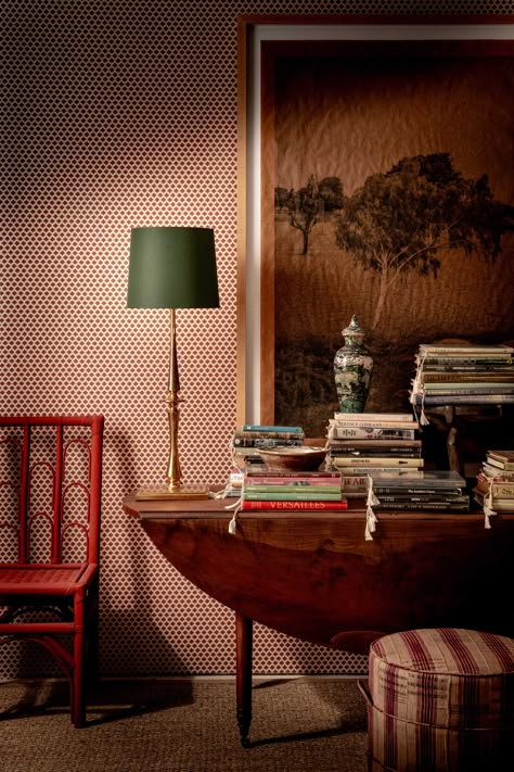 Thimble Prints Knurl wallpaper 'Brick' used by interior designers Nickey Kehoe Nickey Kehoe, The Librarian, Welcome To My House, Inspirational Wallpapers, Print Wallpaper, Lounge Room, Apartment Design, Interior Inspo, Librarian