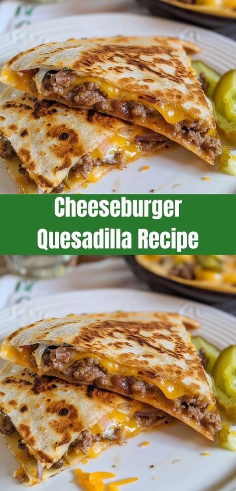 Cheeseburger Quesadilla Recipe
Ingredients:
1 Pound Ground Beef
2 Tablespoons Ketchup Supper Ideas With Hamburger, Cheeseburger Quesadillas, Cheeseburger Quesadilla, Quesadilla Recipes Beef, Ground Beef Quesadillas, Quick Ground Beef Recipes, Burger Toppings, Quesadilla Recipes, Dinner With Ground Beef