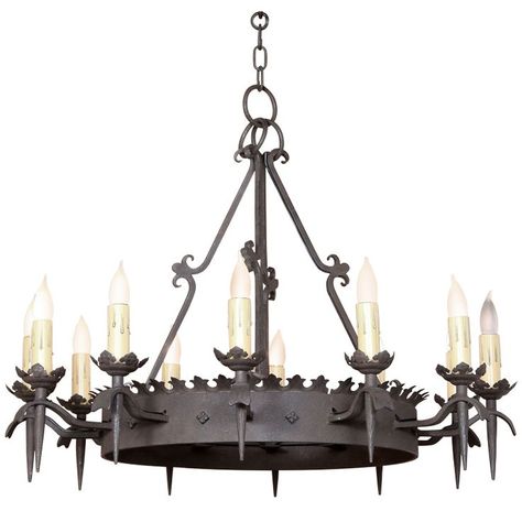 Chandeliers Design, Gothic Home Interior, Provincial Decor, Gothic Chandelier, Gothic Homes, Real Candles, Wrought Iron Chandelier, Modern Candle, Antique Light Fixtures