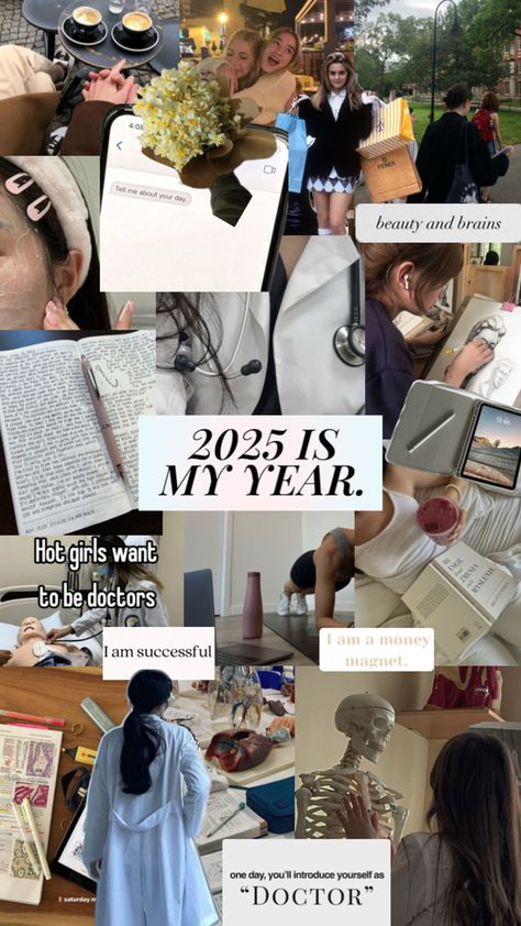 #2025 #consistency #medschool #doctor #medicine #visionboard #aesthetic #skincare #manifest #ideas #wallpaper #goallist #success vision board aesthetic girlhood doctor medicine med school shopping clueless ipad air coffee dates workout 2025 is my year studying #shuffles 2025 Vision Board Med School, Doctor Aesthetic Pictures, 2025 Vision Board Aesthetic For Students, Vision Board Ideas For School Students, Studies Vision Board Aesthetic, Vision Board Photos Doctor, Vision Board Ideas Academic Success, Vision Board Manifestation For Students, Medical School Manifestation