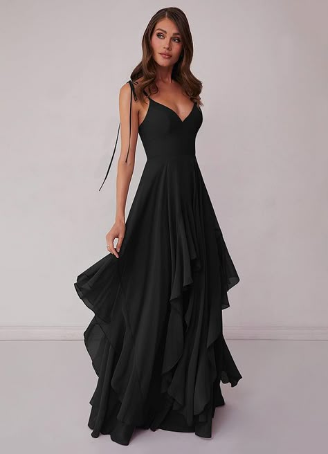 2026 Wedding, Black Bridesmaid Dress, Bridesmaid Dresses Azazie, Black Chiffon Dress, Maternity Bridesmaid Dresses, Black Bridesmaid, Modest Bridesmaid Dresses, Azazie Bridesmaid Dresses, Black Bridesmaid Dresses